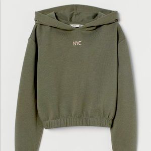 H&M cropped sage green hoodie.